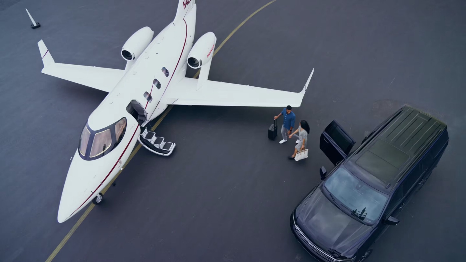 Private jet on the ramp